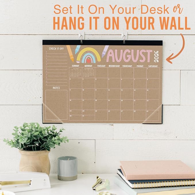 Hadley Designs Large Teacher Desk Calendar 2026-2027 - Desktop Calendar 2026, 18-Month Academic Desk Calendars for School, Home & Office, Cute Classroom Must Haves, Back to School Teacher Gifts