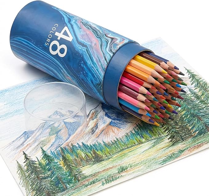 48Pcs Colored Pencil Set, Professional Drawing & Coloring Pencils with Velvety-Soft Core for Artists, Adults, Kids - 48 Vibrant Colors