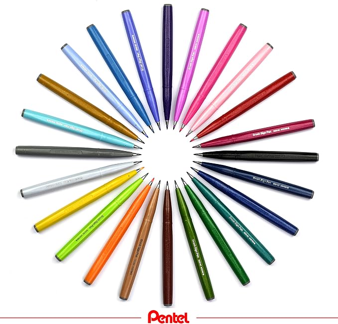 Pentel Fude Touch Sign Pen, Pink, Felt Pen Like Brush Stroke (SES15C-P)