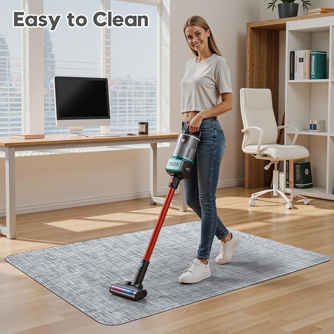 Sycoodeal Office Chair Mat for Hardwood & Tile Floor,Computer Gaming Chair Mat for Rolling Chairs Non-Curve, Anti-Slip, Heavy Duty Floor Protector for Home Office,Grey (36" x 55")