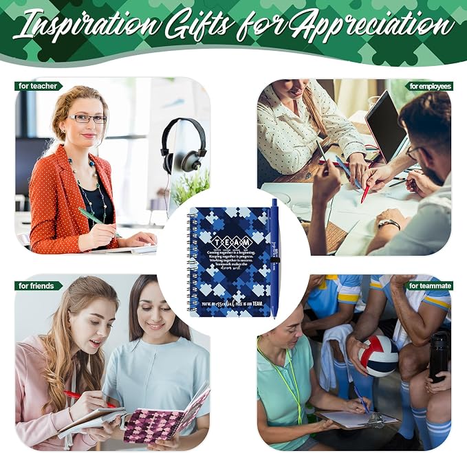 Tenceur 48 Sets Team Appreciation Gifts Bulk Employee Inspirational Puzzle Spiral Notebook Ballpoint Pen Back to School Thank You Gift for Team Staff Coworker Teacher Volunteer Office Party Favors