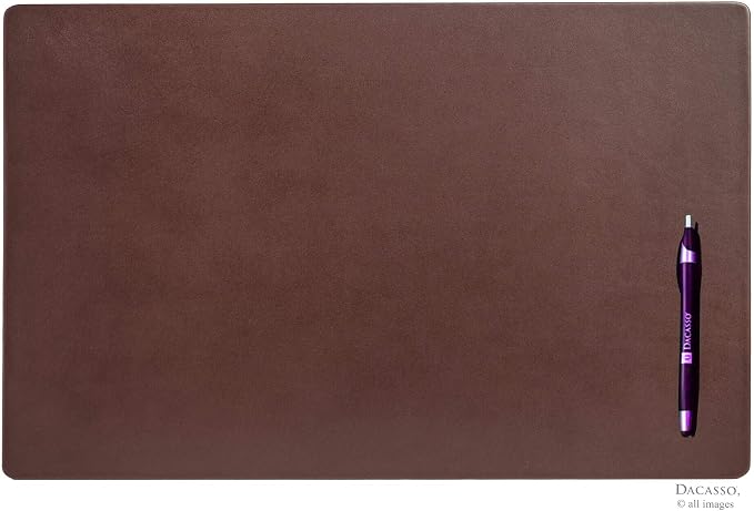 DACASSO Leather Conference Table Pad - Luxury Leather Desk Blotter for Writing - Executive Desk Surface Protector - (Chocolate Brown, 22" x 14")