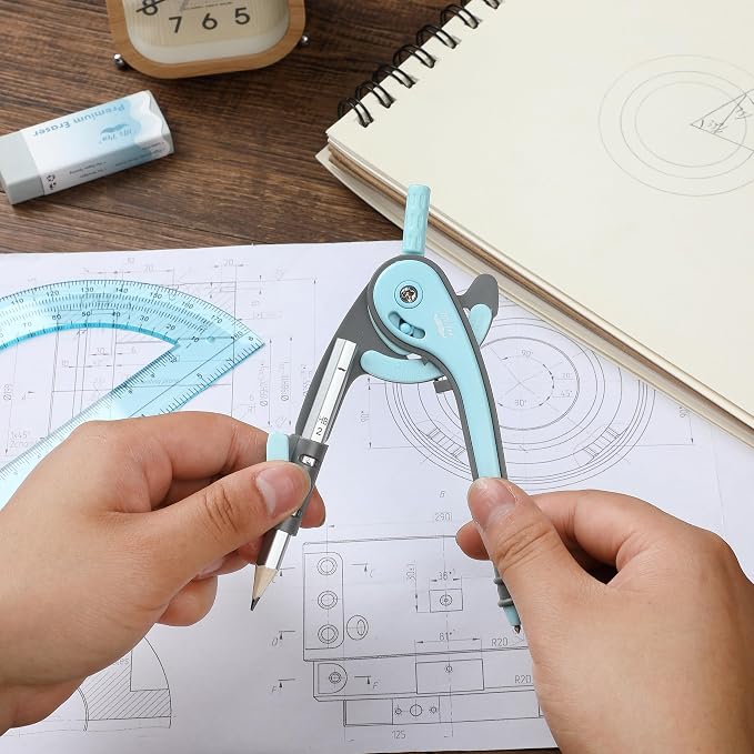 Mr. Pen- Geometry Compass and Protractor Set, 6 Inch Compass | 6 Inch Protractor, Drawing Tool for School, Clear Plastic, Easy Grip, Precision Design for Math, Art, Drafting, Architecture