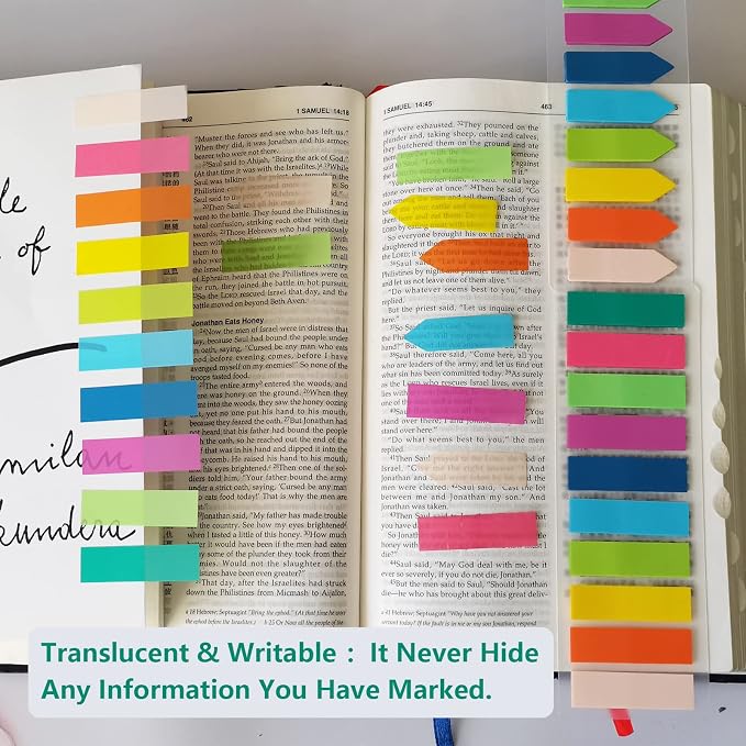 ELII 1600pcs Books Tabs for Annotating,Sticky Tabs Clear Sticky Notes | Page Markers for Notebooks, Writable and Repositionable Book Flags,Bible Study,Planning, Indexing Document Organization