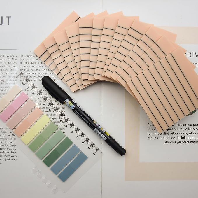 800Pcs Transparent Sticky Notes, Orange Yellow Clear Sticky Notes with Lined, 3"x3" Waterproof Translucent Sticky Note Pads, Index Tabs, Clear Post it Notes for Bible Study, See Through Sticky Notes