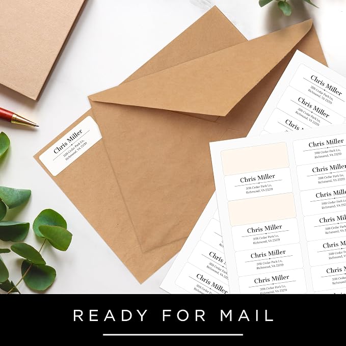 Personalized Return Address Labels, Custom Address and Name Mailing Labels for Envelopes & Branding- Basic Design 1x2.6 Inches Flat Sheet of 60-1200 Made in USA by My Sign Center