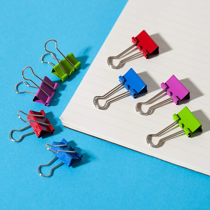 Mr. Pen- Binder Clips, 100 pcs, 0.75", Small Size | Colored Binder Paper Clips, Bulk Paper Clamps for Office Supplies, Home, School, Business, Document Organizing