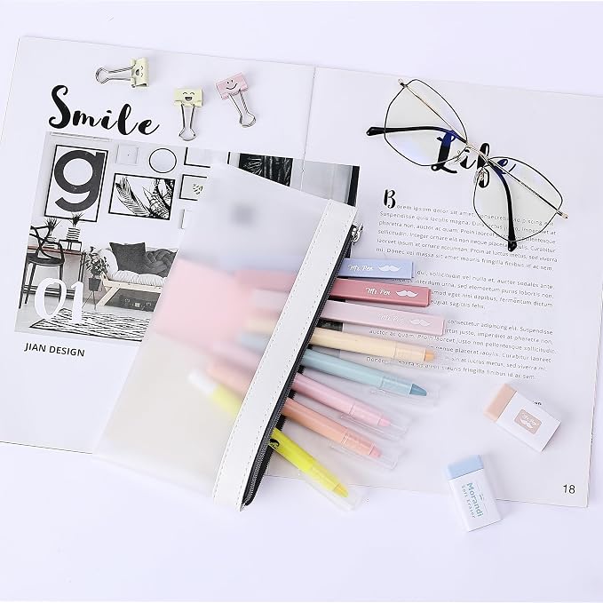 Mr. Pen- Clear Pencil Pouch, 8.50"x4.25", 3 Pack, Durable TPU Material | Medium Water-Resistant Pencil Bags with Smooth Zipper, Multipurpose Clear Pouch for Stationery, School, Office