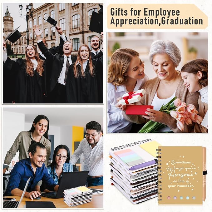 Chuangdi 20 Sets Back to School Teacher Gifts Appreciation Journal Inspirational Notebook with Sticky Notepad Ballpoint Pen Bulk Thank You Gifts for Student Staff Team Coworker Nurse(Neutral)