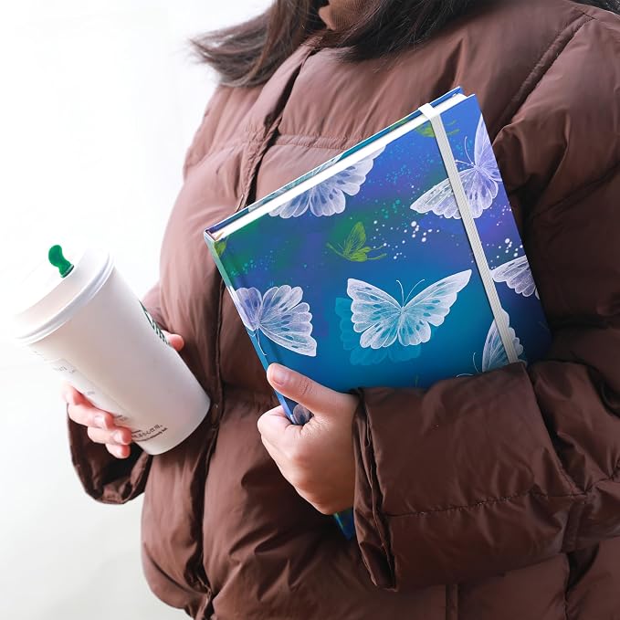 SIIXU A5 Colorful Journal Notebook, 192 Aesthetic Colored Pages, Blank | Hand-illustrated by an Artist, Elastic Closure, 2 Ribbon Bookmark, Unique Beautiful Pages, 100gsm No-bleed Paper,Lay-flat