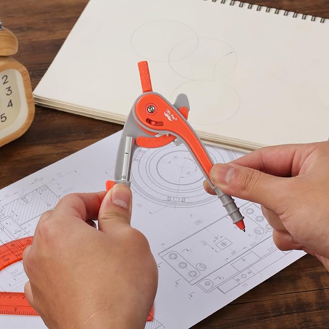 Mr. Pen- Geometry Compass and Protractor Set, 6 Inch Compass | 6 Inch Protractor, Drawing Tool for School, Clear Plastic, Easy Grip, Precision Design for Math, Art, Drafting, Architecture