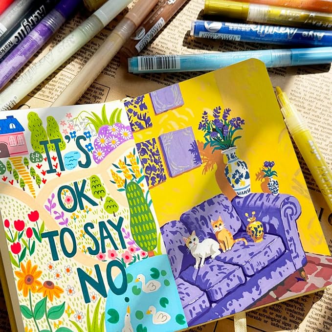 Mix Media Pad,3.5"x5.5" Small Hardcover Leather Art Sketchbook,60 Sheets(112lb/180gsm) Heavyweight Acid Free Artistic Painting Drawing Sketching Paper, Handy Pocket Journal Sketchbook.Lemon Yellow