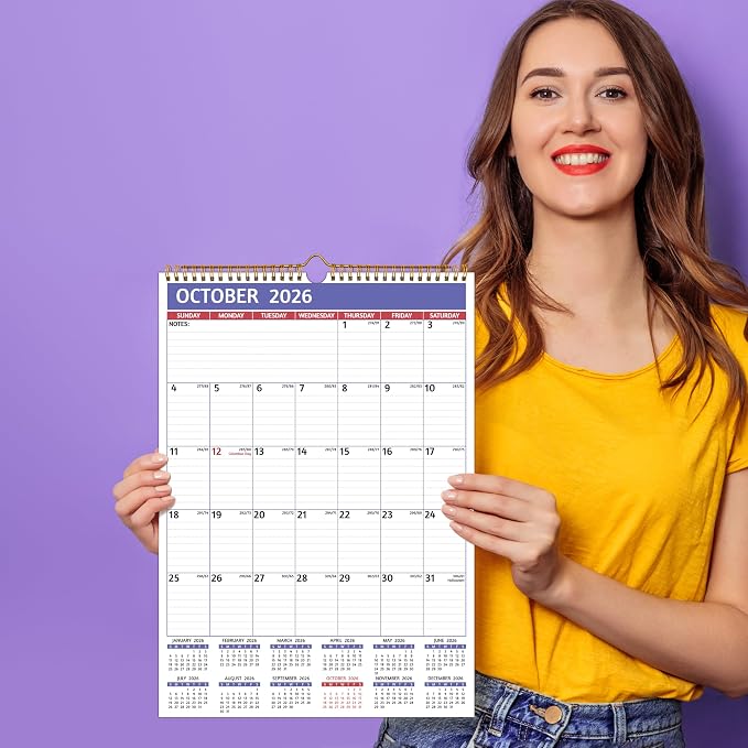 2026-2027 Wall Calendar - 2026-2027 Calendar, Jul 2026 - Dec 2027, 12'' x 17'' Large, 18 Monthly Calendar with Ruled Blocks, Yearly Overview, Thick Paper, Holidays, To-do ļ¼ Notes, Amply Writing Space