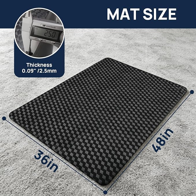 Chair Mat for Low Pile Carpet 36" x 48" PVC Office Carpet Protector, Black | Studded Back Grip, Smooth Chair Rolling, Protects Carpet from Wheel Wear, Home Office Gaming Use