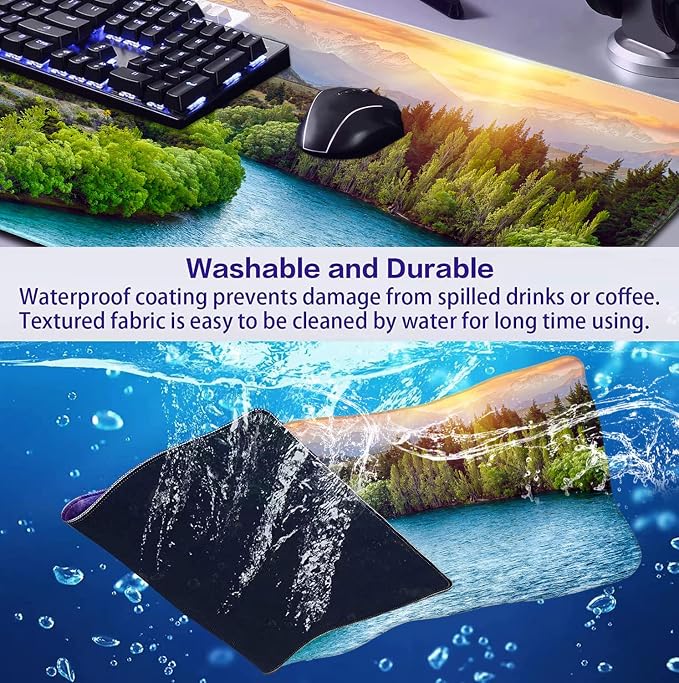Extended Sunset Forest Gaming Mouse Pad, Keyboard Computer Office Mouse Pad | Large Extended Mouse Pad; Full Desk Coverage; Waterproof Coating; Stable Anti-Slide Base For Gaming, Office, Study Daily Use