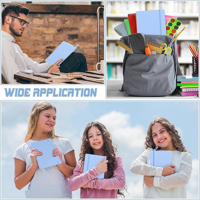 Honoson 20 Pack A5 Lined Journal Notebooks Hardcover Executive Notebook 5.5" x 8.3" PU Leather Wide Ruled Journals Bulk 160 Pages for Back to School Supplies Office Business Home (Light Blue)