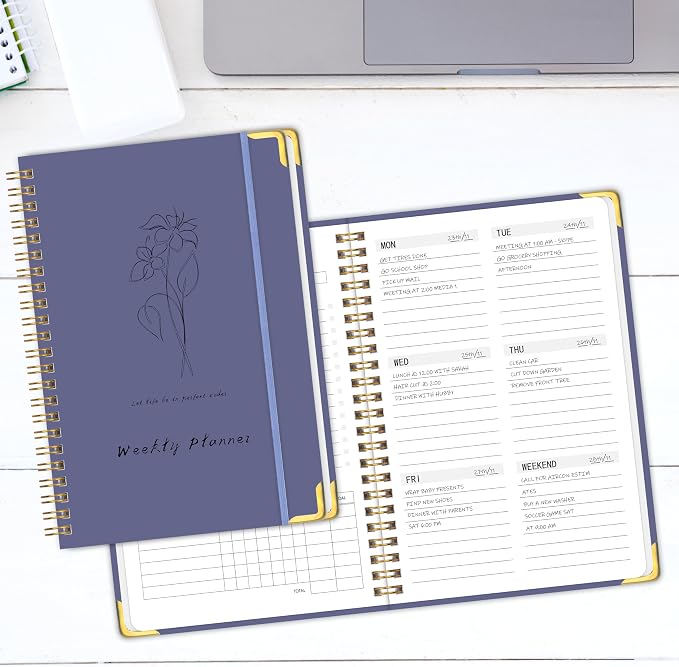 Undated Weekly Planner with To-Do List & Habit Tracker, 6" x 8" | 52-Week, 2-Page Weekly Spreads, No-Bleed Paper, Smooth Writing, Inner Pocket, Metal Corner Protector, Elastic Closure