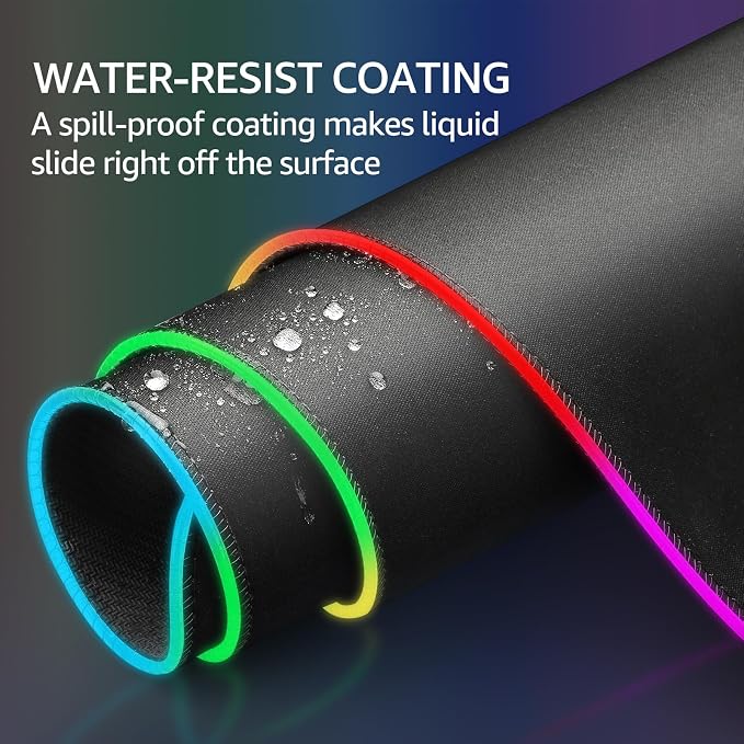 KTRIO RGB Large Gaming Mouse Pad, 31.5 x 15.7 in, RGB Black, XXL | Smooth Micro-Weave Surface, RGB Lighting Design, Non-Slip Rubber Base, Durable Stitched Edges, Office & Home Use