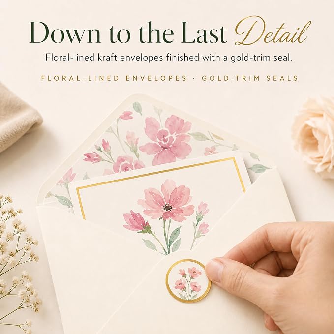 30 Premium Blank Cards with Envelopes & Stickers, 4x6 Inches | Elegant Floral Designs, Versatile and Blank Inside, Organized and Gift-Ready, Perfect for Any Occasion