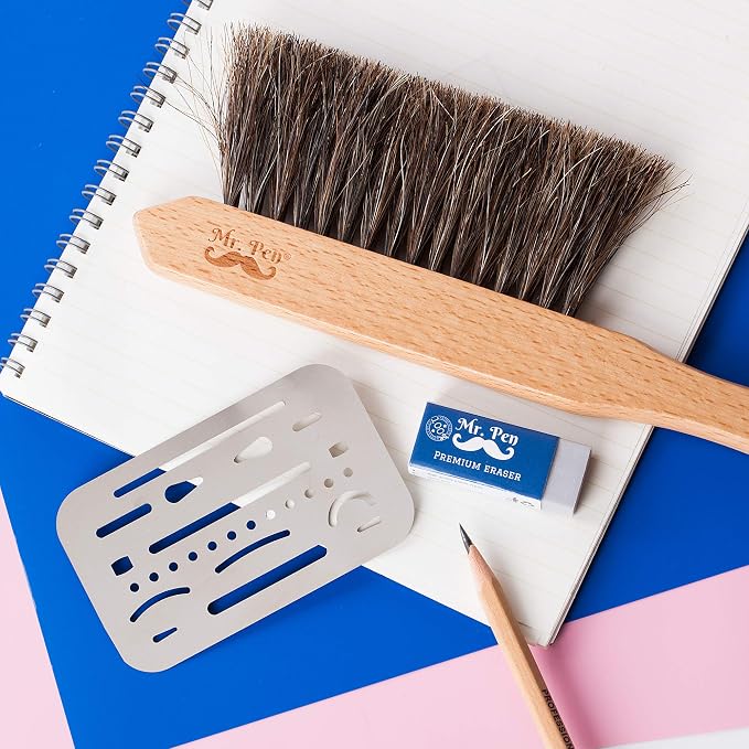 Mr. Pen- Art Eraser Set, 3pcs, Pencil Eraser, Artist Eraser, Art Erasers | Eraser Pencils for Artists, Drawing Erasers for Artists, Drafting Brush, Eraser Shield, Dusting Brush