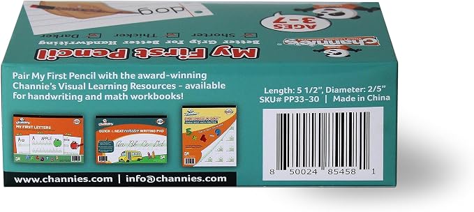 Channie's Extra Thick Pencils for Kids - Ideal for PreK and Kindergarteners Learning Handwriting - Box of 30 Pencils, Perfect for Classroom Prizes and School Supplies - Wooden