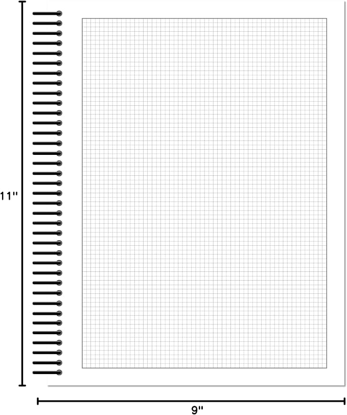 Orange Media Grid Sketchbook. Spiral Bound. Left Spine. Multi-Media. (8.5" x 11") 1/8" Box. (Grey Grid). SB-2550-LS