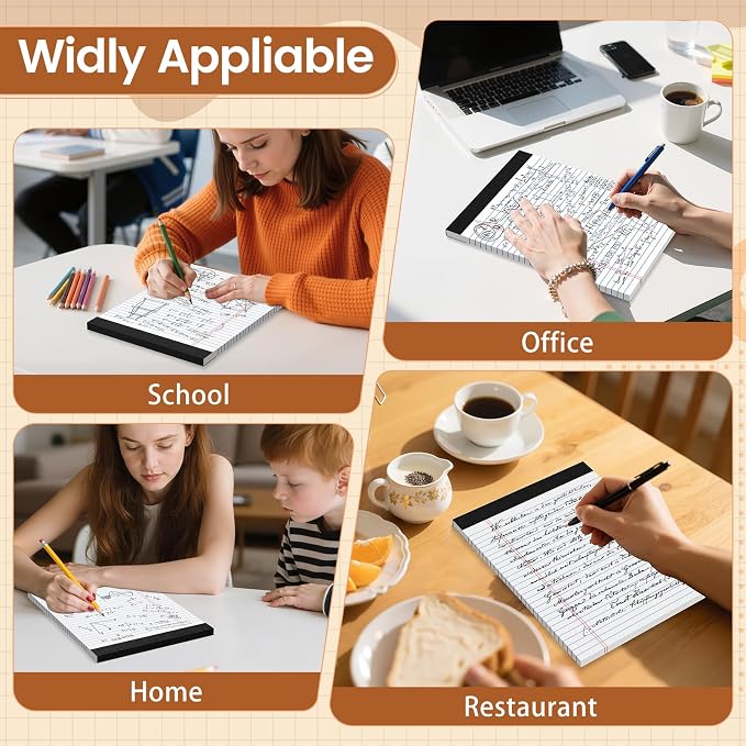 Legal Pads 8.5 X11, Narrow Ruled Notepads, 6 Pack, 50 Sheet/Pad | White Legal Pads, Tear Off Notepad, Perforated Writing Pad, Notebook Paper College Ruled, Notepads For Office Home School