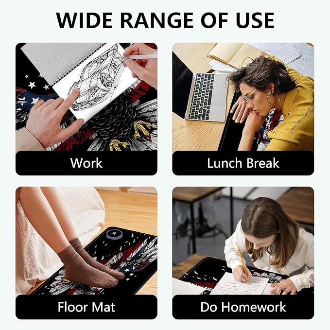 Heated Mouse Pad with 3 Levels Heated & 3 Hours Auto Shut-Off Mouse Pad for Warming Hands in Office Home, 23.6" x 14.2"Large Safe Desk Mat Hand Warmer,Flying Flag Eagle