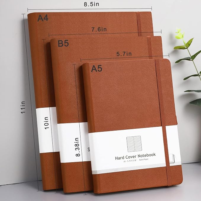 AHGXG Lined Journal Notebook, 320 Numbered Pages, B5 (7.6'' X 10'') | College Ruled Leather Journal for Women, 100gsm Thick College Ruled Paper, Softcover Journal for Writing Work School (Brown)