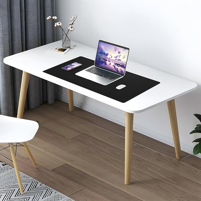 AFIING Cork Desk Mat, Black,23.6" x 13.7", Desk Pad Protector | Dual-Sided Cork & PU Leather, Waterproof, Non-Slip for Mouse, Writing, Home Office& Laptop
