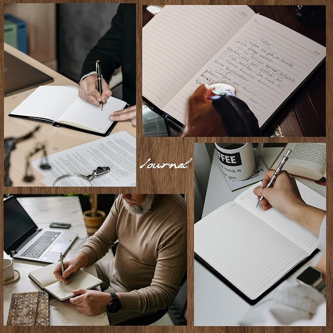 MINICAGIE 2 Pack A5 Lined Journal for Men Soft Cover Journals for Writing with 256 Pages Vintage Lion Journaling Notebooks (Brown and Black, A5)