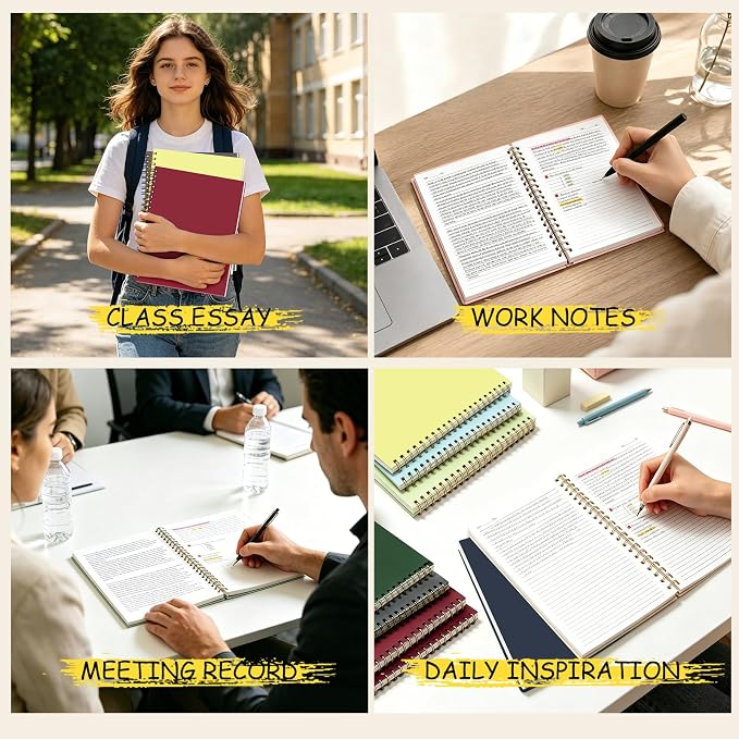 4 Pack Blank Spiral Notebook 8.5"x11" Hardcover Sketch Book | A4 large unlined,120 pages, 100gsm thick paper,for women men,for school office home note taking drawing,classic dark colors
