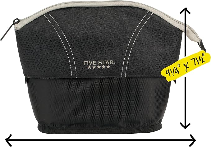 Five Star Pencil Pouch, Pen Case, Quick View Expandable Zipper Pouch, Storage Organizer for School Supplies Earbuds Chargers Cables Makeup, Black/Grey (507610A-ECM) 7.125 x 7.125 inches (Pack of 6)