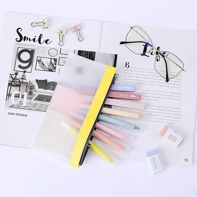 Mr. Pen- Clear Pencil Pouch, 8.50"x4.25", 3 Pack, Durable TPU Material | Medium Water-Resistant Pencil Bags with Smooth Zipper, Multipurpose Clear Pouch for Stationery, School, Office