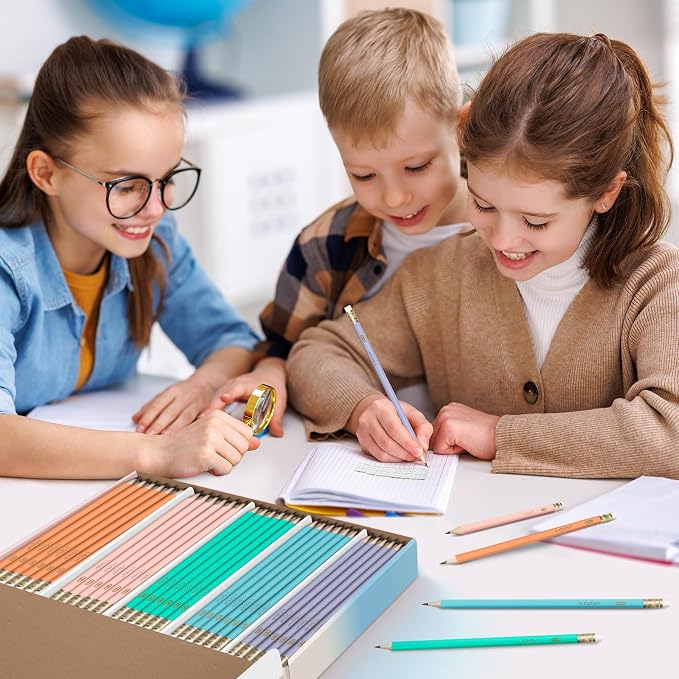 V-Opitos 200 Pack Bulk Pre-Sharpened Pastel #2 HB Wood-Cased Pencils | Color Pencils with Top Erasers, School Teacher Supplies, Writing, Drawing and Sketching