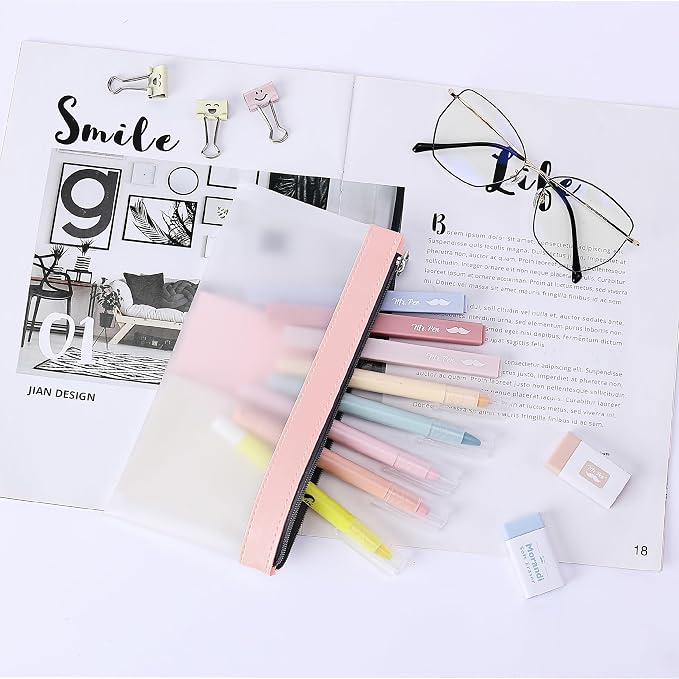 Mr. Pen- Clear Pencil Pouch, 8.50"x4.25", 3 Pack, Durable TPU Material | Medium Water-Resistant Pencil Bags with Smooth Zipper, Multipurpose Clear Pouch for Stationery, School, Office