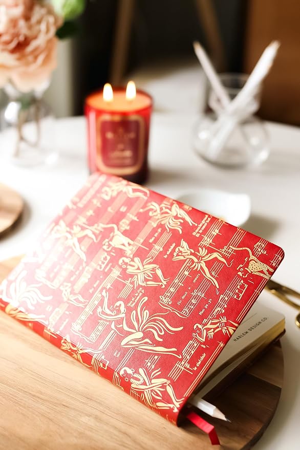 HARLEM CANDLE CO. – Ode to Josephine Luxury Journal, Red & Gold – 300 Lined Pages | Vegan Leather Cover, Gilded Edges, Ribbon Bookmark | Inspired by Josephine Baker (Red/Gold)