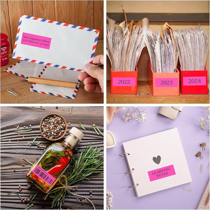 L LIKED 900 Fluorescent Pink Address Labels, 1" X 2-5/8" Neon Colored Labels Handwritten or Inkjet/Laser Print for Shipping Envelopes & Small Packages - 30 Sheets