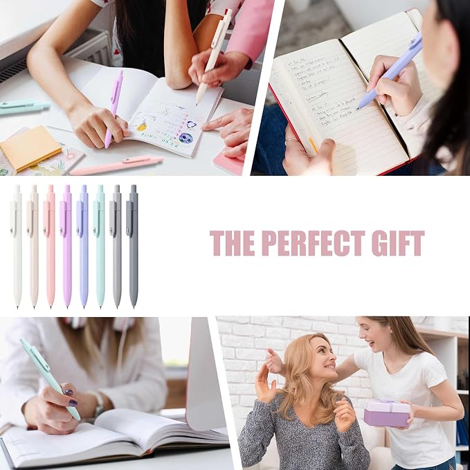 Vitoler Cute Gel Pens, 8 Pack 0.5mm Fine Point Pens with Fidget Quick Dry | For Women, For Teachers, For Nurses, Smooth Writing, Liquid Ink, For Badge, Black ink, Felt Tip, Medium Point, For Journaling