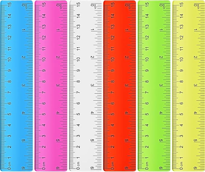 Zonon 6 Pcs 6 Inch Ruler Bulk Colorful Plastic Flexible Straight Metric Rulers with Centimeters and Inches Drafting Measuring Tool for Classroom School Students Education