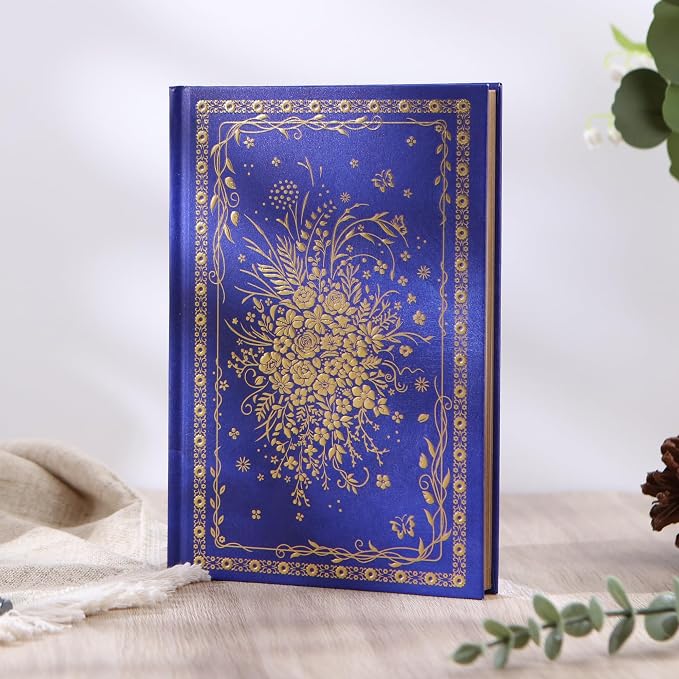 Hardcover Notebook Journal with 224 Pages, A5 Lined Journal for Smooth Writing, Aesthetic Royal Blue Baroque Floral Notebook Journal, Elegant Journal for Women & Men