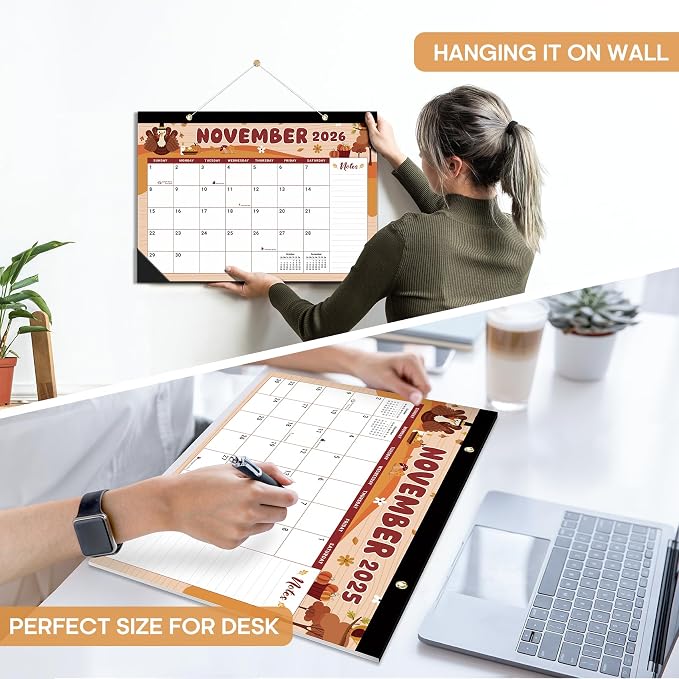 Desk Calendar 2026-2027, 21-Month Calendar Runs Unitl June 2027, Large 17" x 12" Monthly Desktop & Wall Calendar for Home & Office - Watercolor Festival