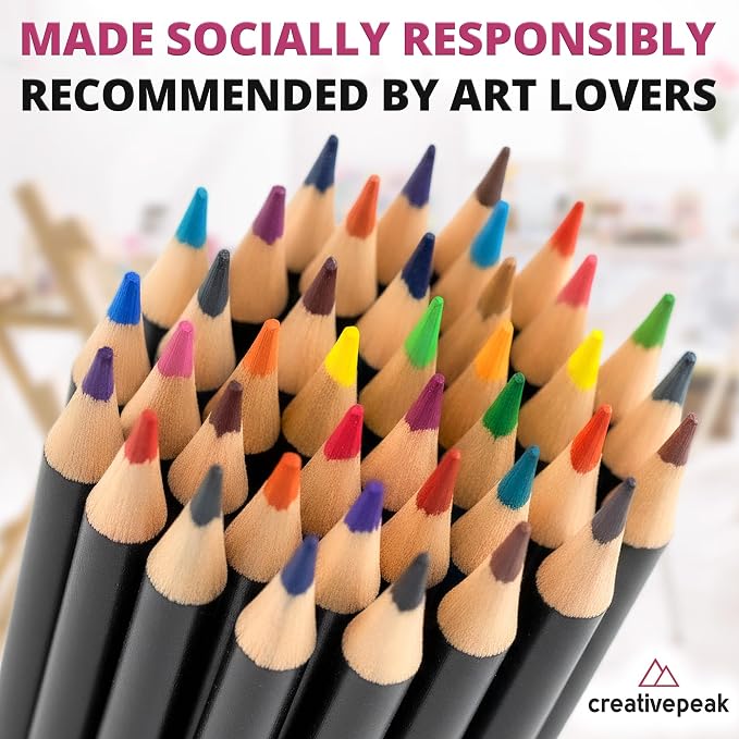 Creativepeak Premium Colored Pencils for Kids & Adults Coloring Books - 72 Vibrant Colors with Swatch Card - Professional Coloring Pencil Set with Soft Wax Cores & Zip-Up Travel Case