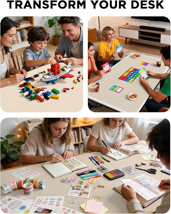 YSAGi 55" x 24" Large PU Leather Desk Mat for Keyboard and Mouse - Waterproof Non-Slip Desk Pad Protector for Office, Home, Writing Desk, Beige