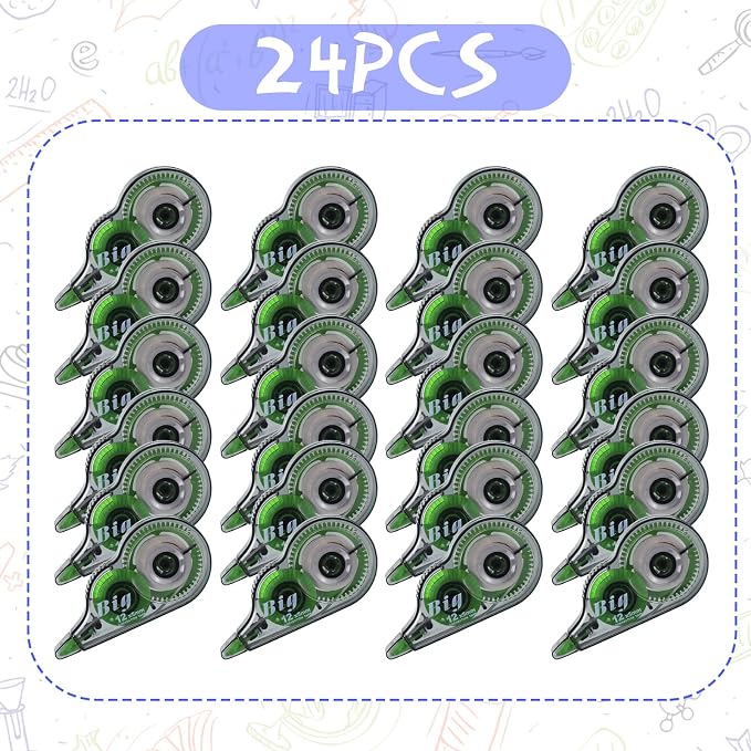Yexiya 24 Pieces Correction Tapes Original Correction Wide Eraser Applicator Easy to Use Applicator Translucent Tapes Shows for Office Note Journal Scrapbooking, 0.2 Inch x 39.4 Feet