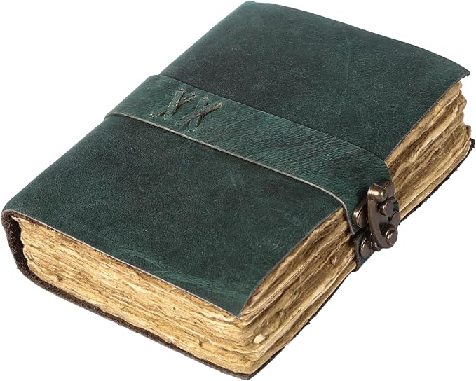 Vintage Leather Journal Handmade Buffalo Deckle Edge Paper – Leather Bound Journal for Women Men Vintage C-Lock Closure Ideal for Writing & Travel for Artists