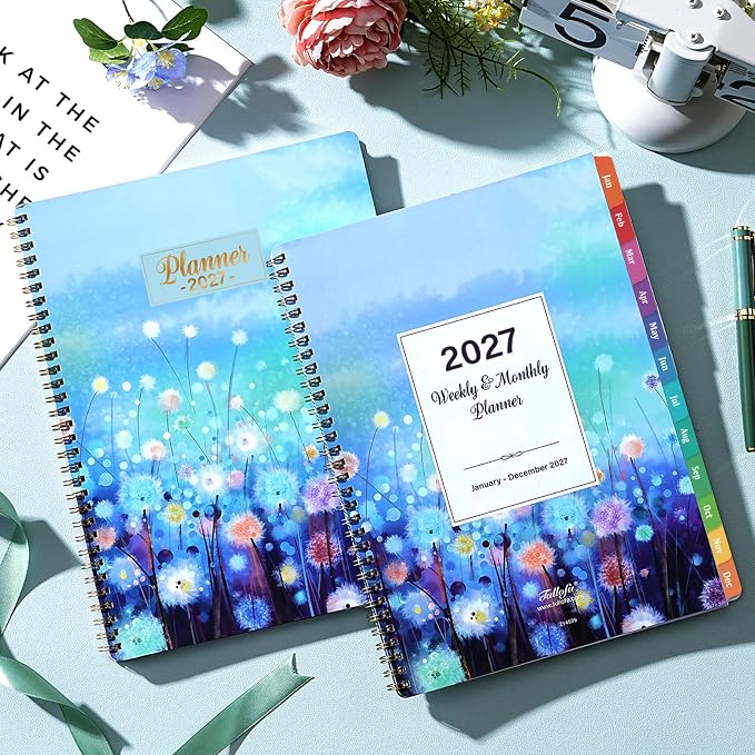 2027 Planner - 2027 Weekly and Monthly Planner, Jan. 2027 - Dec. 2027, 11β x 8.5β, Calendar Planner 2027, Colorful Laminated Tabs, Premium Thick Paper, Twin-Wire Binding, Storage Pocket