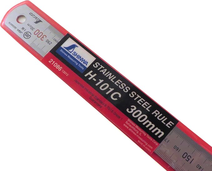 Shinwa H101-C 300 mm Rigid "Zero Glare" Metric Machinist Ruler/Rule Scale .5 mm & mm Markings