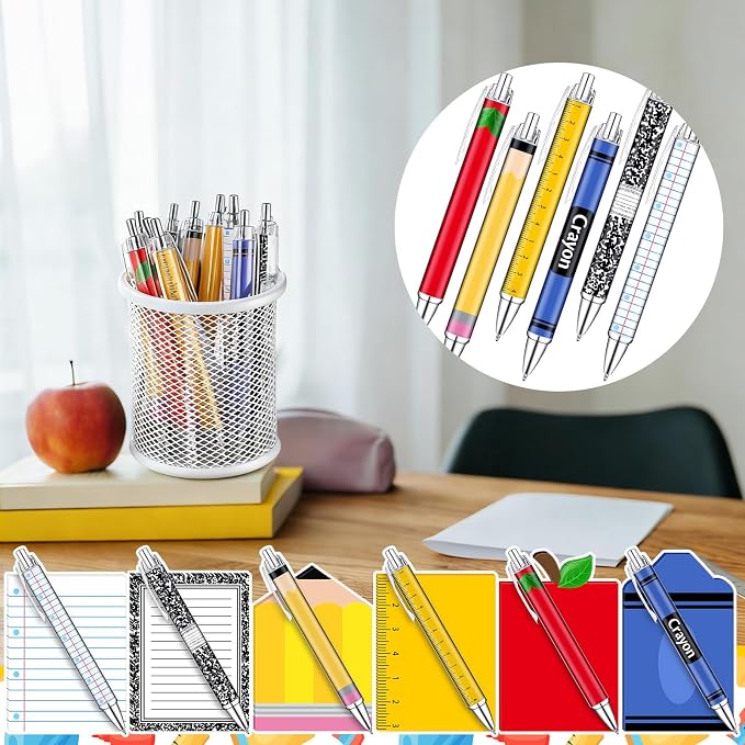 Eaasty 48 Pcs Back to School Teacher Gifts Bulk Cute Composition Notepads and Ballpoint Pens with Ribbon Inspirational Thank You Gifts for Teacher, Student, Staff, Coworker