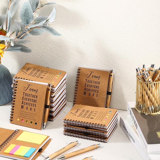 Jetec 25 Sets Inspirational Notebook Bulk Back to School Gifts Motivational Notebook with Pen and Sticky Notepad Employee Appreciation Gift for Teacher Student Coworker School Office (Team)